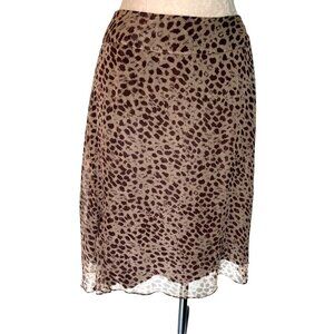 WinterSilks Skirt Womens Size 10 Vintage Pure Silk Animal Print Velvet Lined
